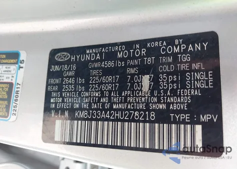 2017 Hyundai Tucson Se from USA, damaged, VIN KM8J33A42HU278218